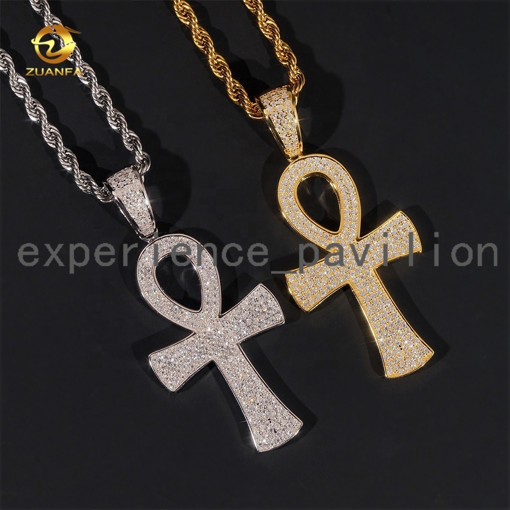 Silver 925 Fine Jewelry Custom Vvs Moissanite Hip Hop Iced Out Jewelry Necklace Cross Pendant