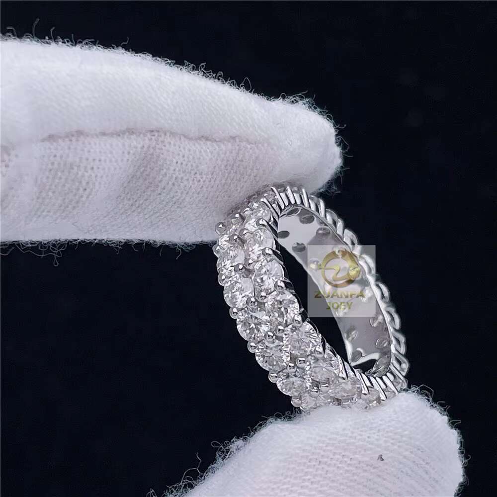 Ready to Ship Iced Out Jewelry Gold Filled 925 Sterling Silver VVS Moissanite Diamond Eternity Band Rings