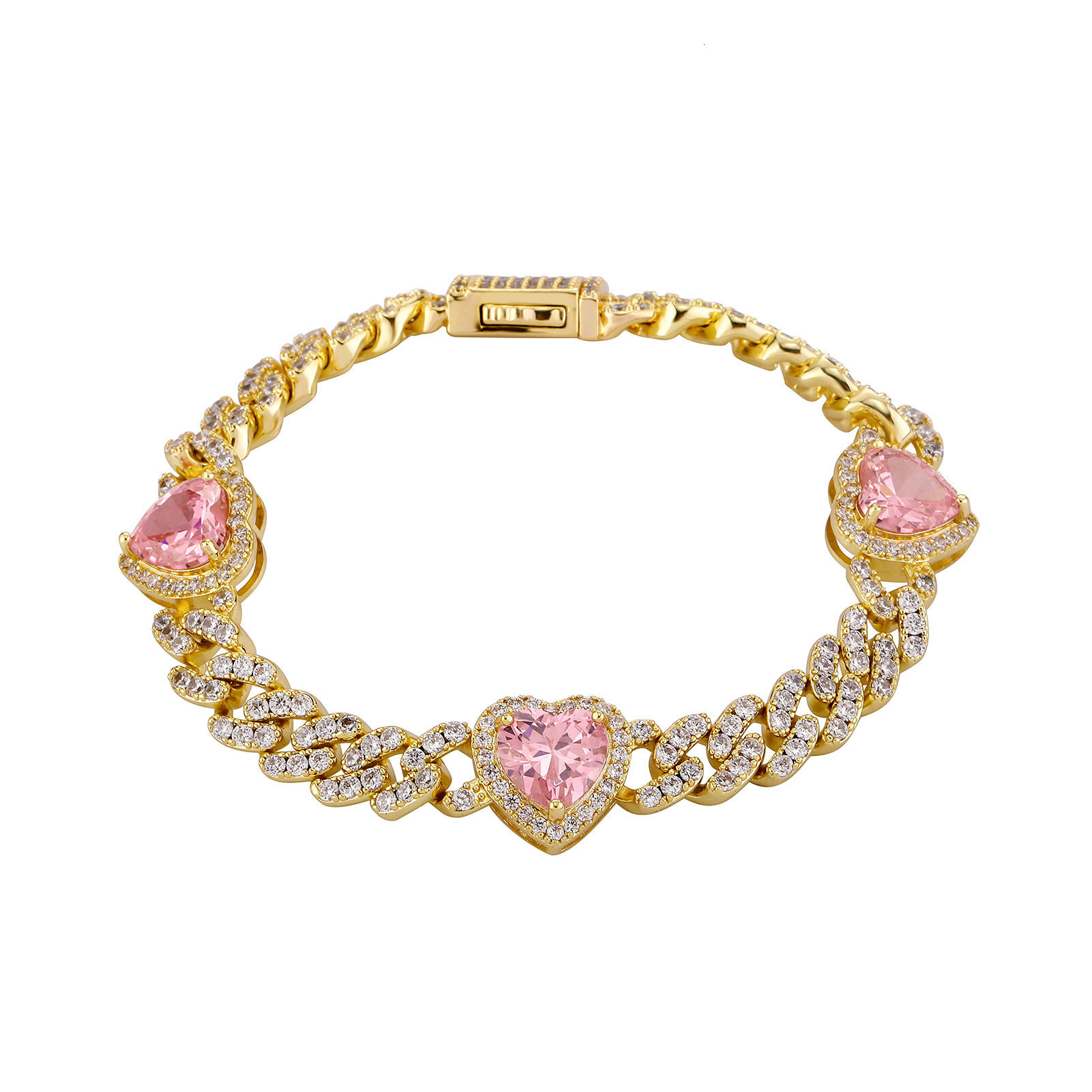 Bling Cubic Zirconia Butterfly Heart Charm Bracelet For Women Cuban Link Chain Chunky Top Quality Fashion Hip Hop Iced Out Chains Wolf Tide Rapper Jew