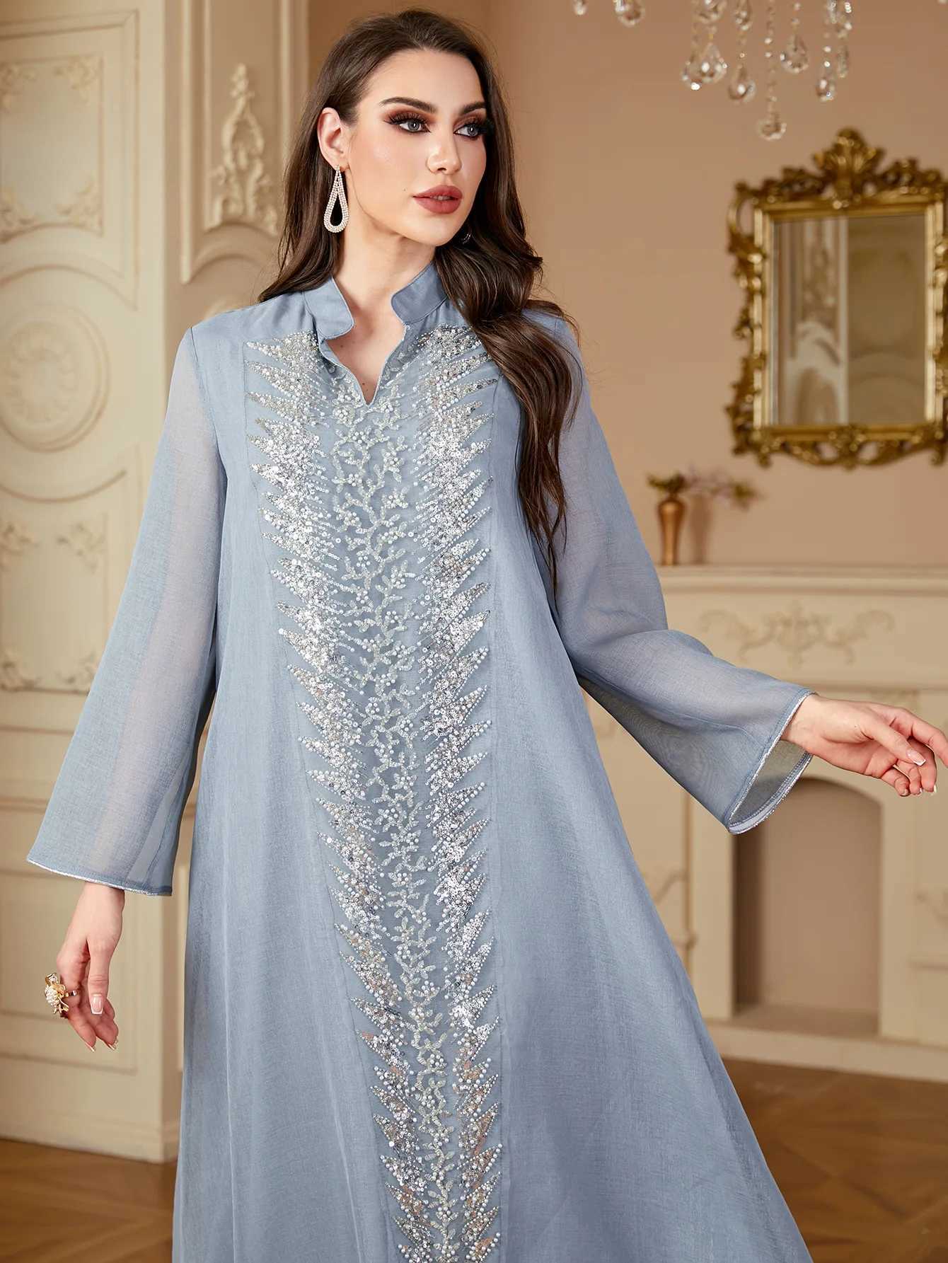 Ramadan Beads Vestidos Muslim Abaya Women Dress Arabic Jalabiya Morocco Dubai Abayas Kaftan Islam Eid Embroidery Party Long Robe X250514