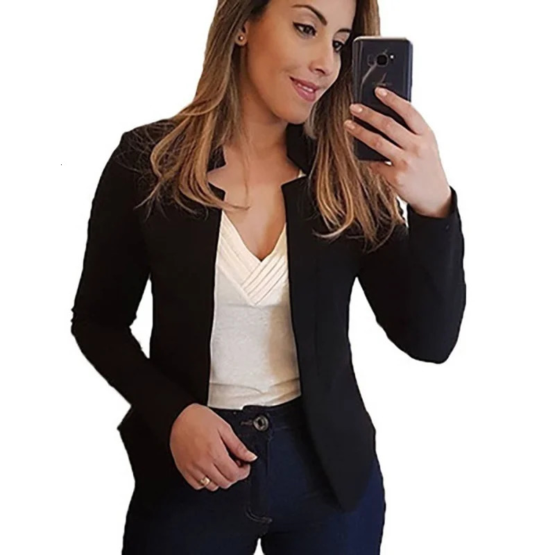 Women Thin Black Blazers Suit 2025 Female Spring Blazer Jackets Long Sleeve OL Casual Womens Slim Coats Femme Ladies White Tops 250513