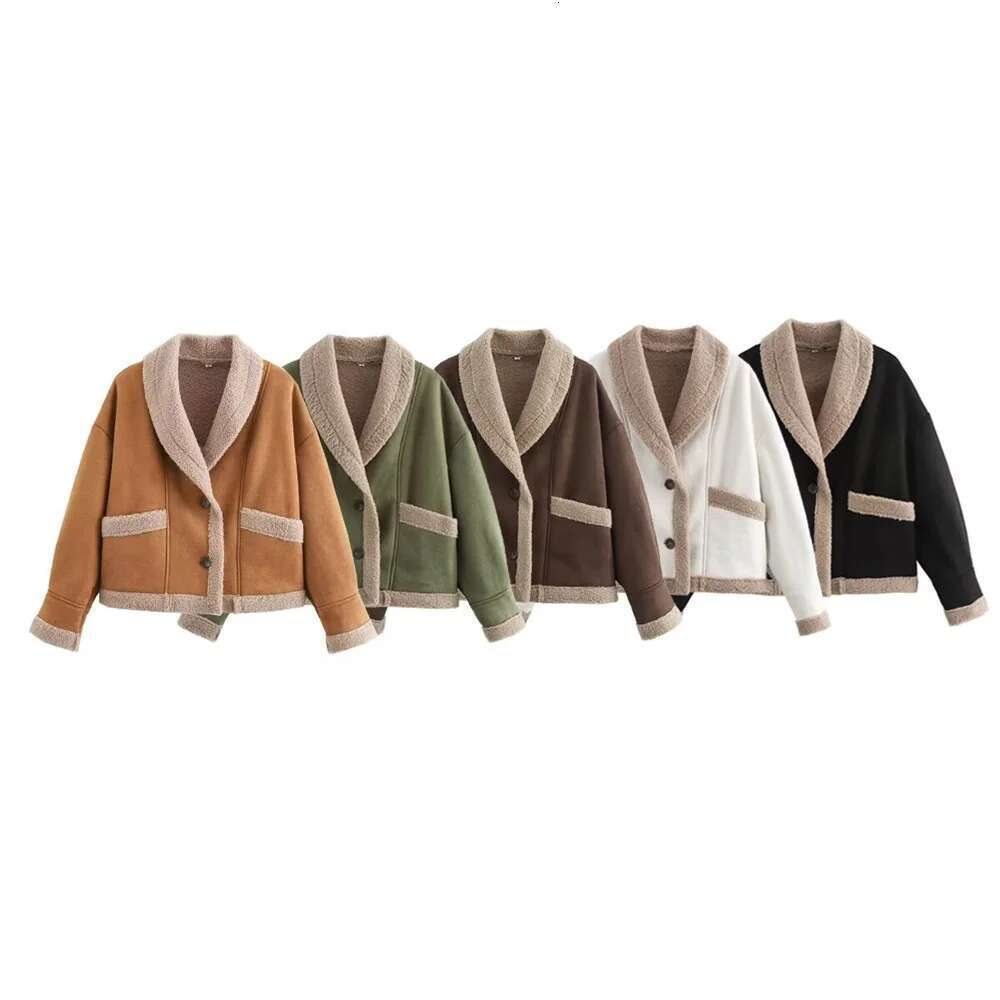 BM&MD&ZA autumn and winter women's new all-match fashion fur integrated lapel long-sleeved loose casual cotton jacket