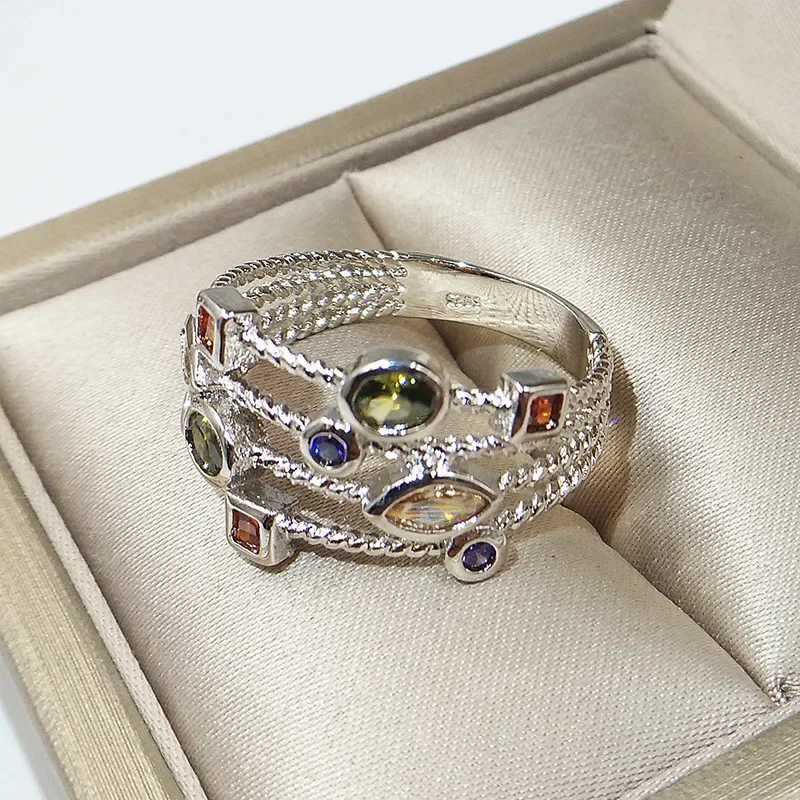 Genuine S925 Stamp Silver Color Rings for Women Hollow Engagement Ring Bijoux Bague Gift Sterling Silver Wedding JewelryXJ250514