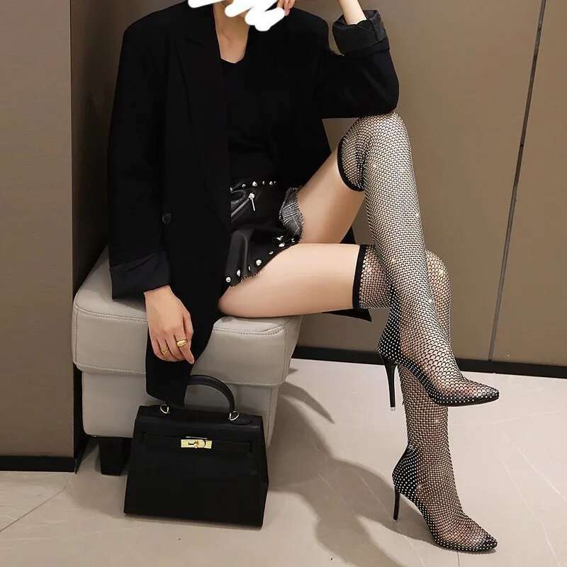 Summer Women's New Brand High Heel Hollow Cool Boots Sexy Fashion Rhie Banquet Sandals Plus Size 34-42
