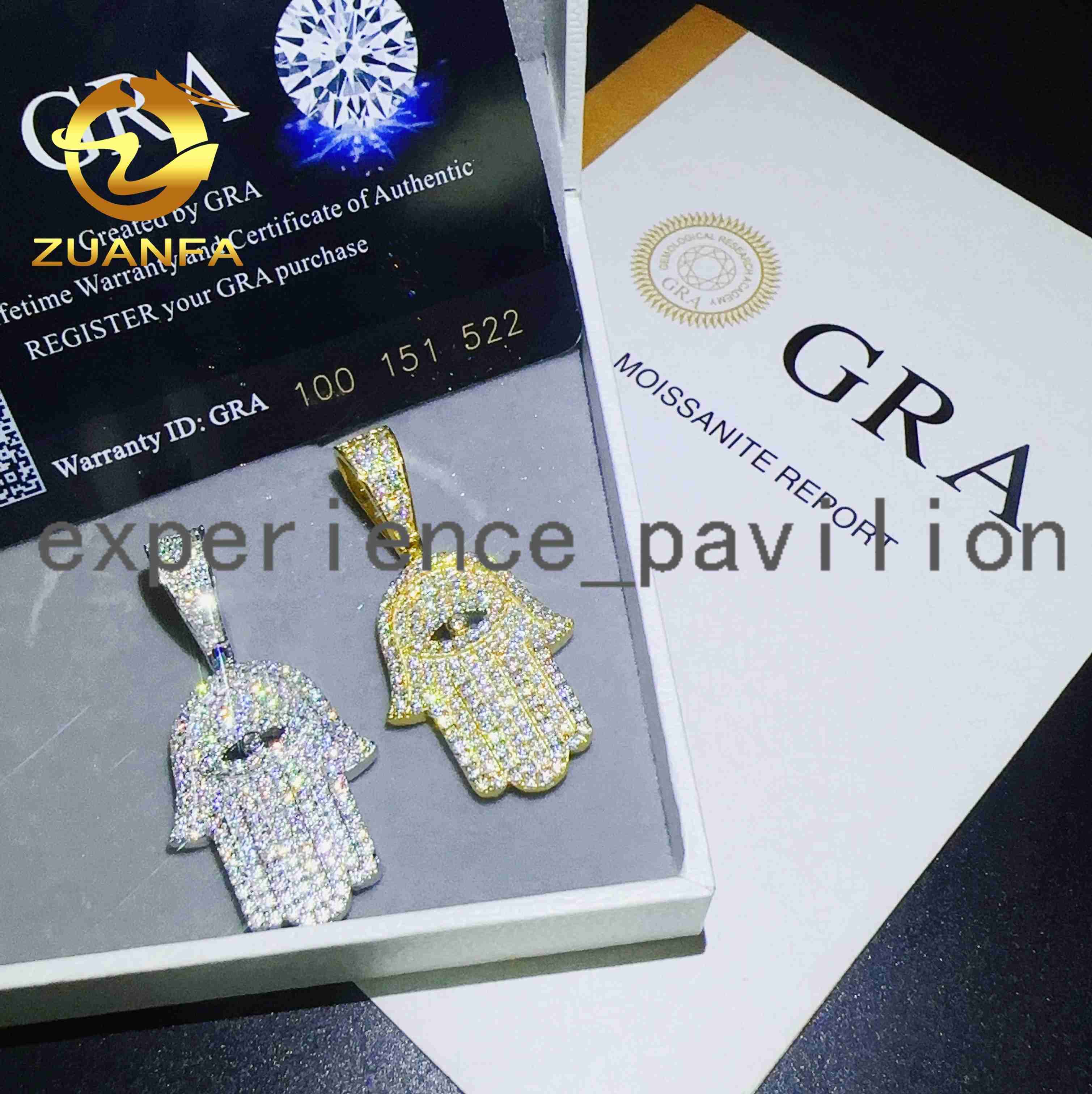Wholesale Price Silver 925 Ready to Ship Pendant Vvs Moissanite Custom Diamond Hip Hop Iced Out Jewelry Hand Pendant