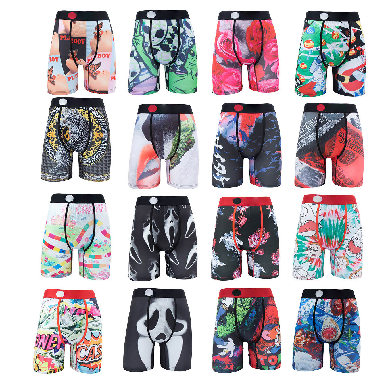 Designer Mens Shorts Boxers Cartoon Pattern Print Sports Quick Drying Underwear Elastic Webbing Boxer Men