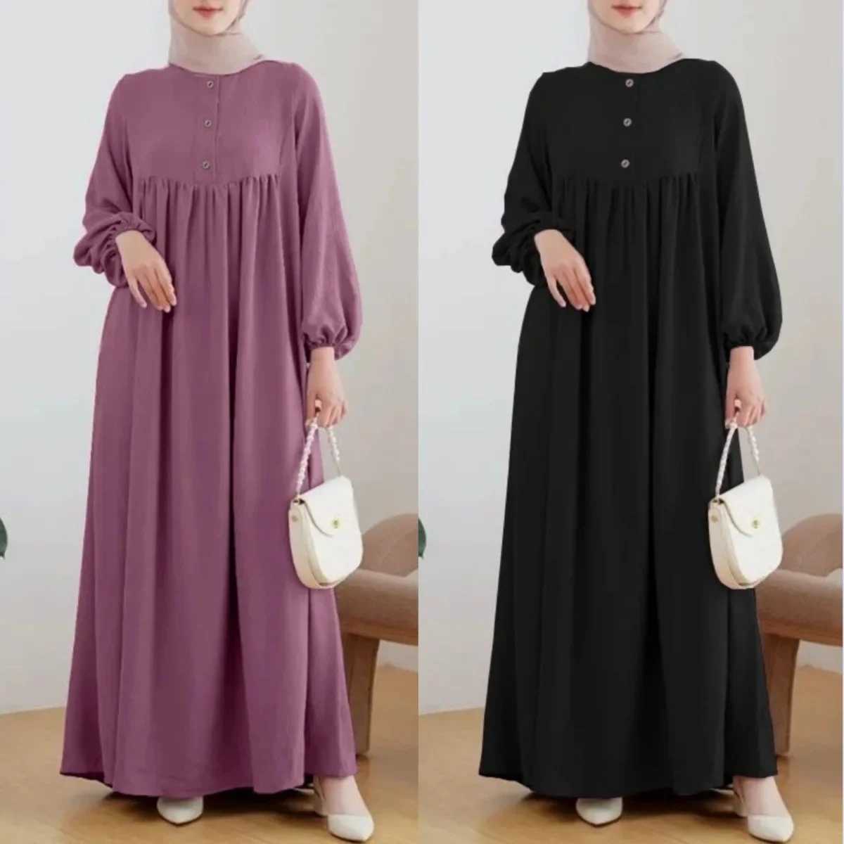 H723 Muslim Womens Long Dress Solid Color Loose Fit Fashionable Casual Kaftan Sleeveless Foulard Wrap DressXJ250514