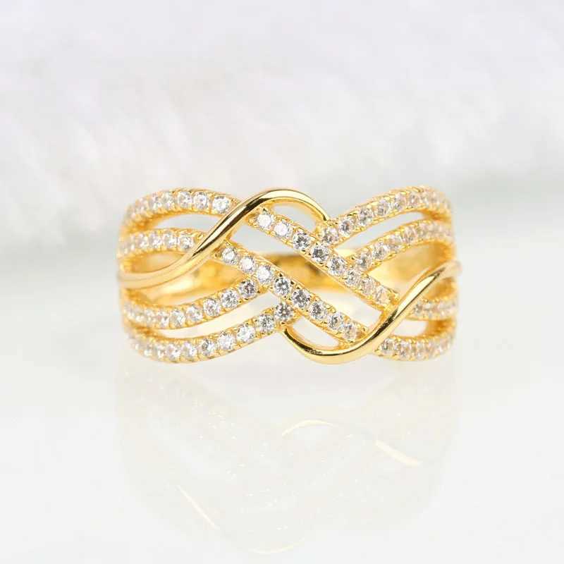 Fashion Female Rings Sterling Silver Color Wave Multi Layered Line Rings For Women Promise Engagement Jewelry Womens RingsXJ250514