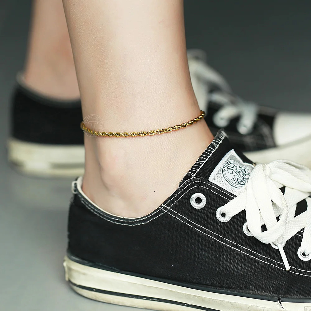 4Pcs/Lot Rope Figaro Curb Link Chain Anklets For Women Bracelet On The Leg Foot Bracelet Female Beach Accessories Jewelry 250513