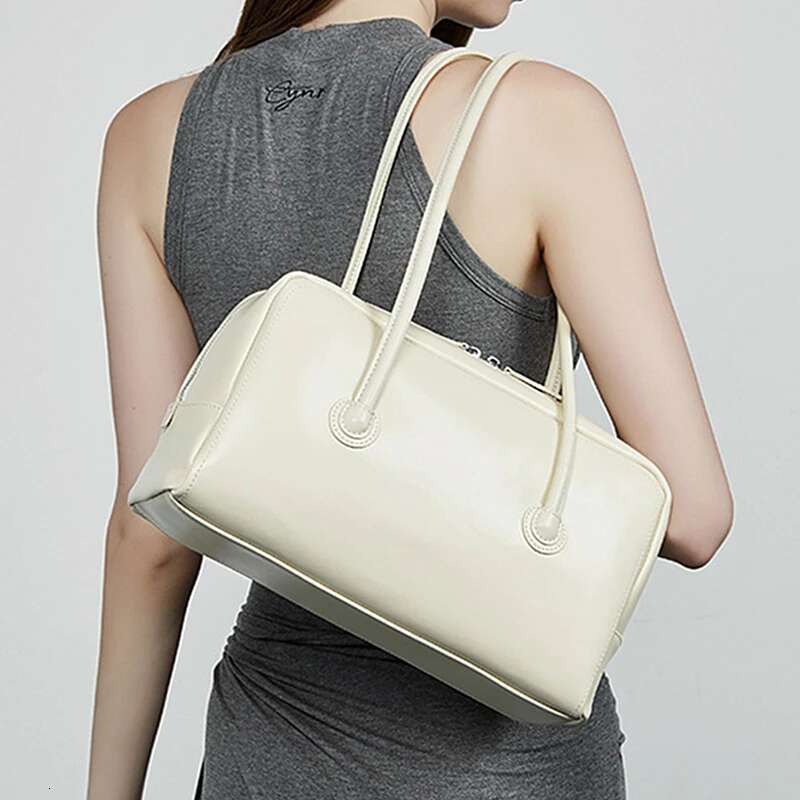 Toptrends Cowhide Genuine Leather Underarm Shoulder Bags For Women New 2025 Designer Satchel Tote Bowling Ladies Handbags