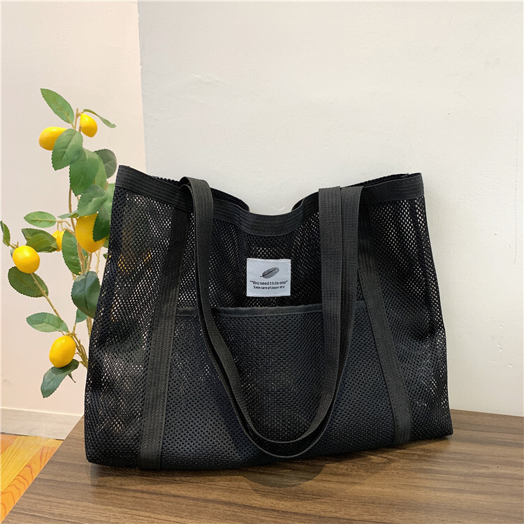 Free shipping 2025 new designer bag Handbag Transparent Shopping Swimming Nylon Mesh Fitness Large Capacity Shoulder Bag for Women