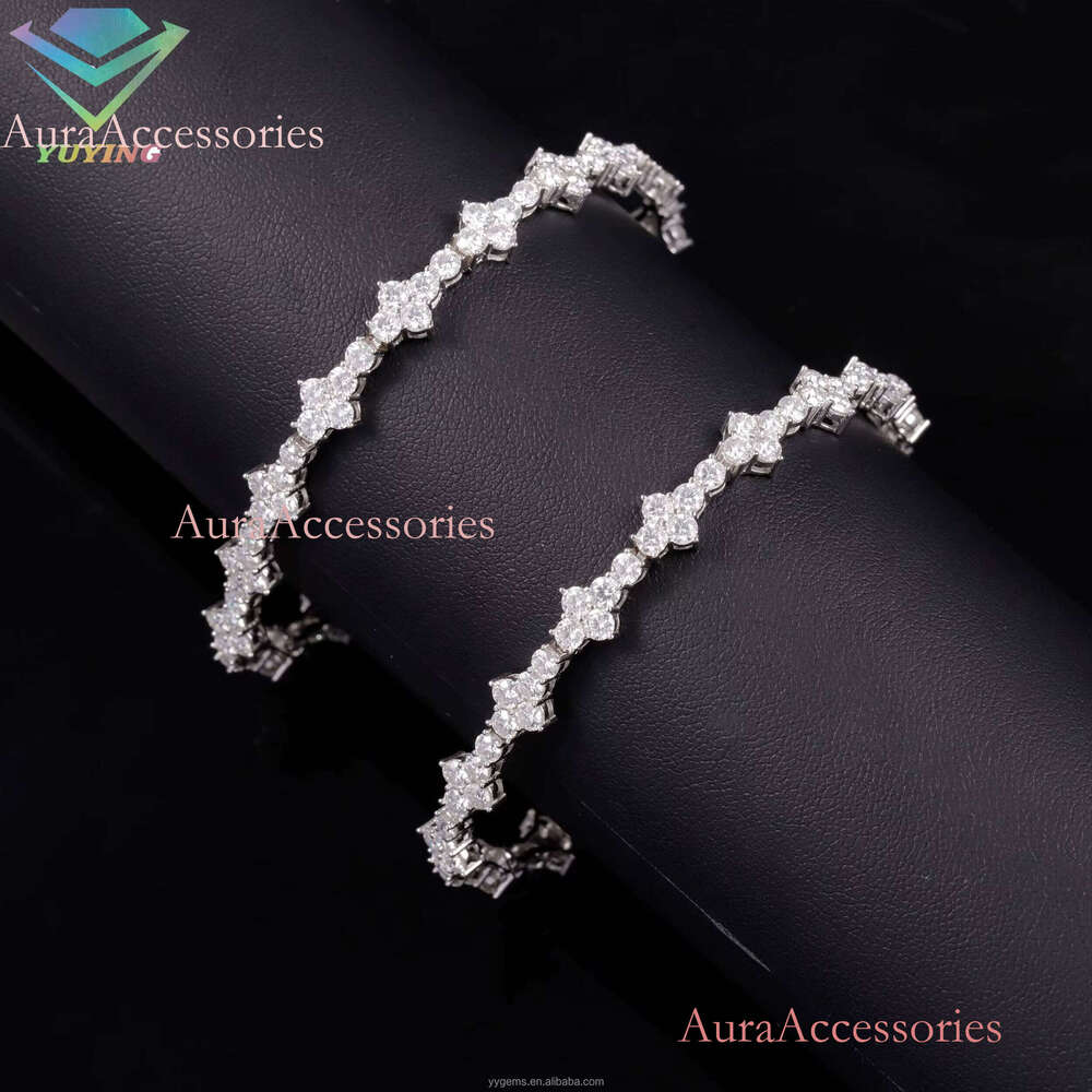 Yu Ying New Style Cross Fine Jewelry 6mm Wide Hip Hop S Sier Moissanite Tennis Bracelet