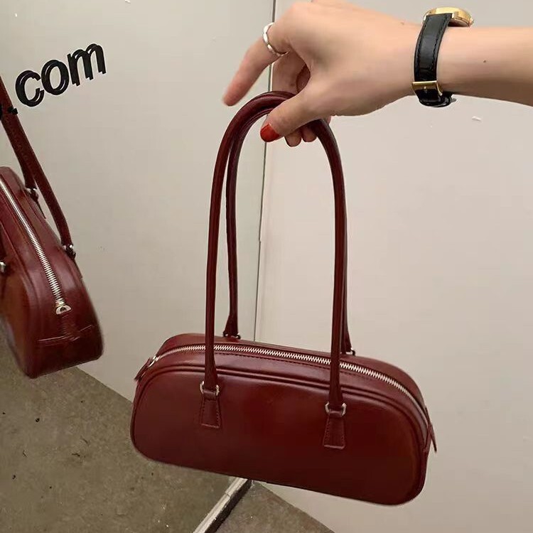 2025 New Style Bag Korean Edition Autumn/Winter New Style Women's Oil Wax Leather Designer Advanced Retro Versatile One Shoulder Armpit Bag, Fren