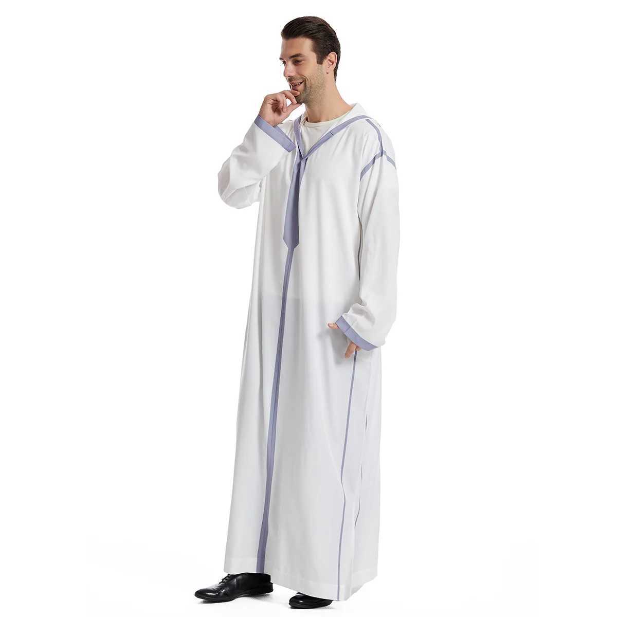 Muslim Men Hooded Robe Dishdasha Modest Islamic Dubai Saudi Prayer Abaya Kaftan Eid Ramadan Morocco Jubba Arab Thobe Abayas X250514