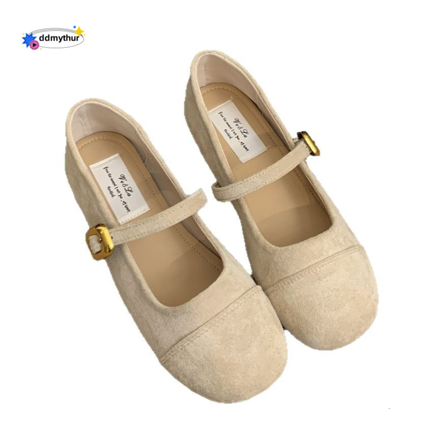 Shallow mouth single shoe women 2025 Spring and Autumn new style French gentle fairy suede Mary Jane flat bean shoes ddmythur