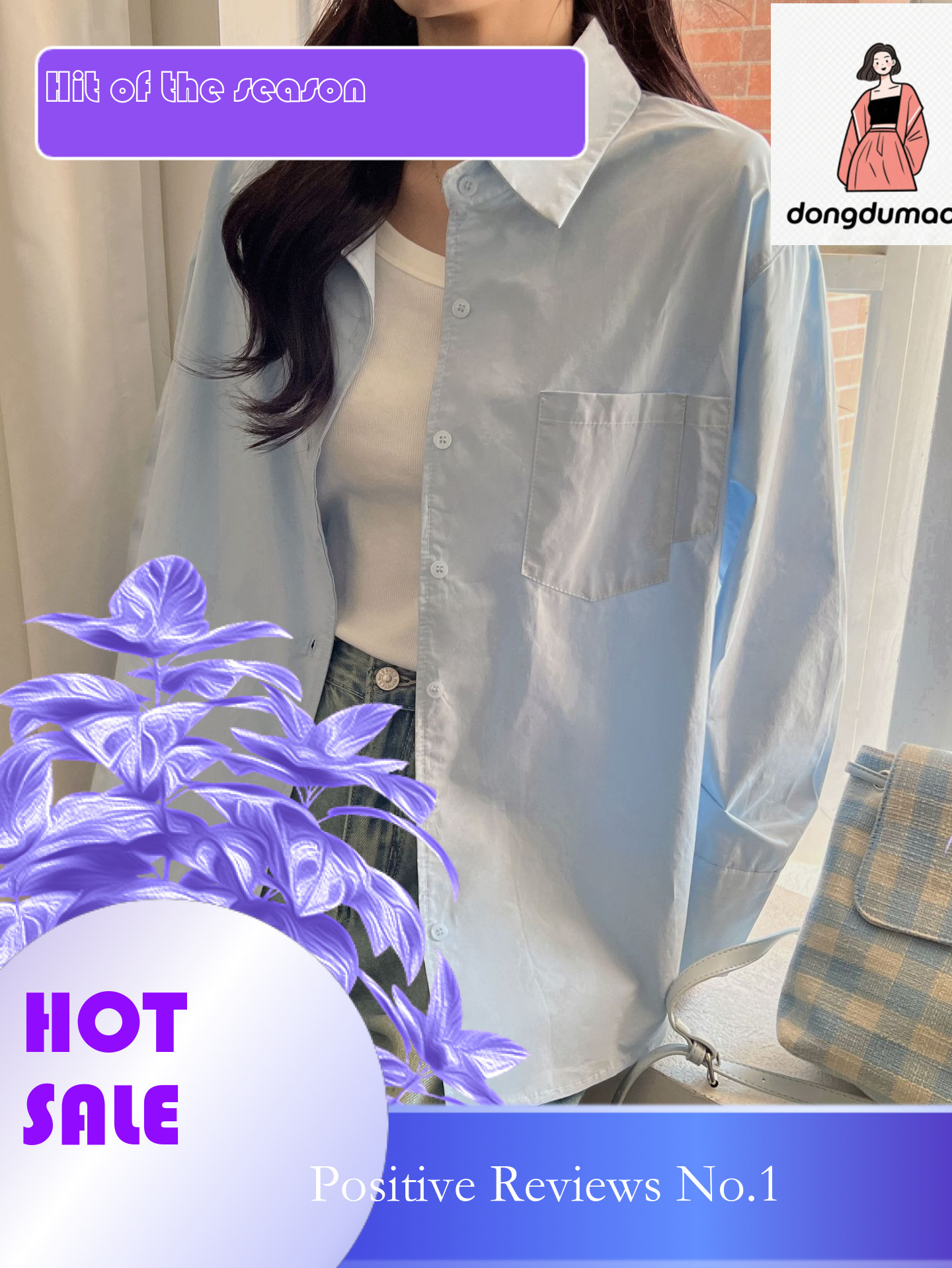 dongdumaoyi Blue shirt jacket for women in the spring summer of 2025, new design sense, niche shirt, loose and layered long sleeved top