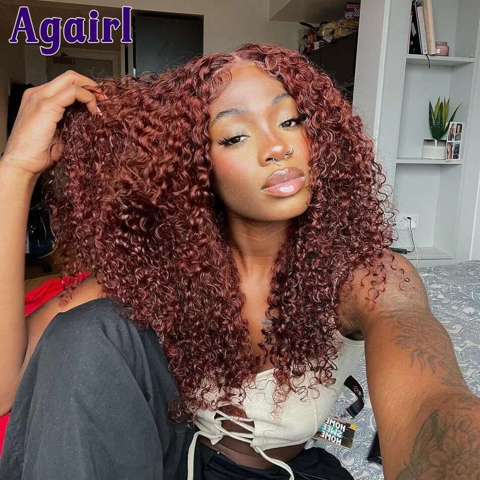 Orange 13X6 Deep Curly Short Human Hair 13X4 Water Wave Frontal Bob Reddish Brown 5X5 Lace Closure Wigs