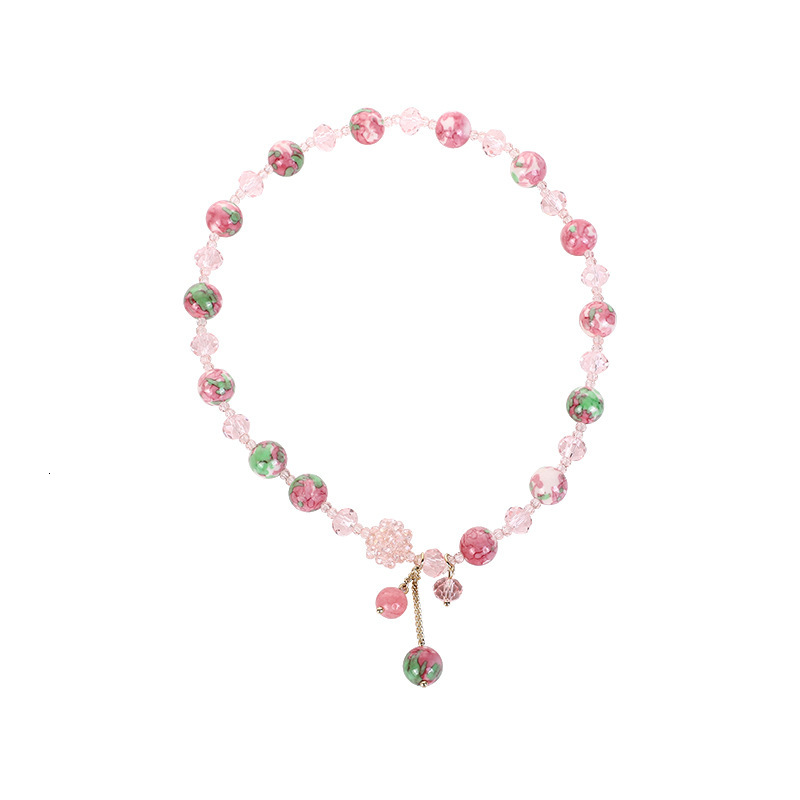 Creative and Personalized Korean Women's Rain Colored Stone Fashion Crystal Elastic Rope Double Loop Bracelet Hand String Jewelry