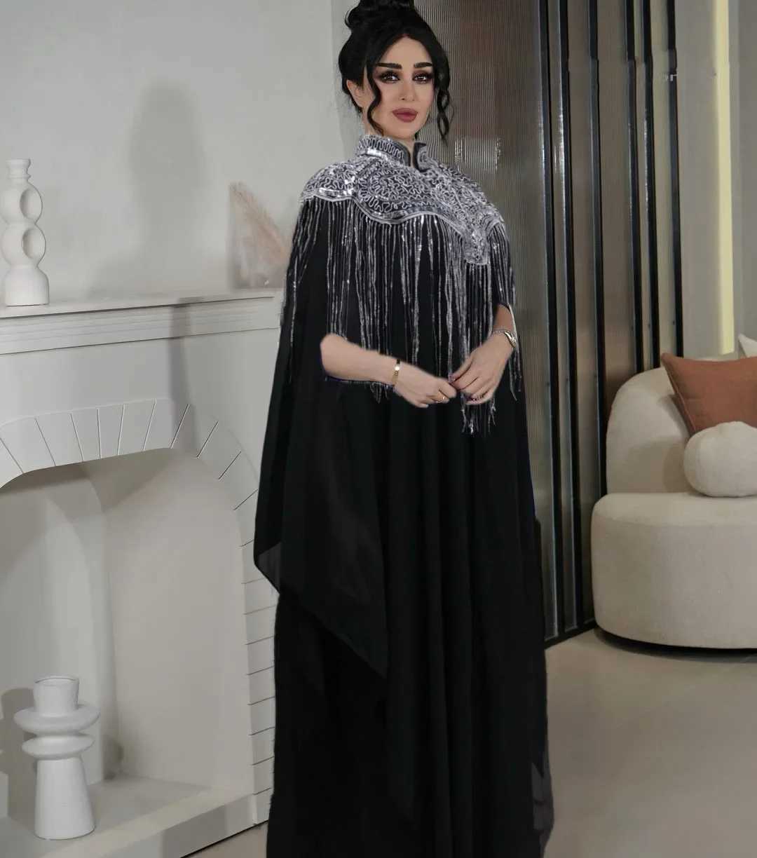2pcs Muslim Sets For Women Sequin Tassel Evening Party Dress Dubai Abaya Eid Djellaba Morocco Kaftan Femme Jalabiya Vestido Robe X250514