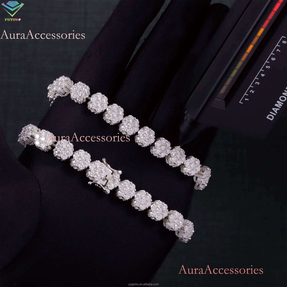 Dia Sterling Sier 10mm VVS Moissanite Dias Cuban Link Bracelet With GRA Certificate