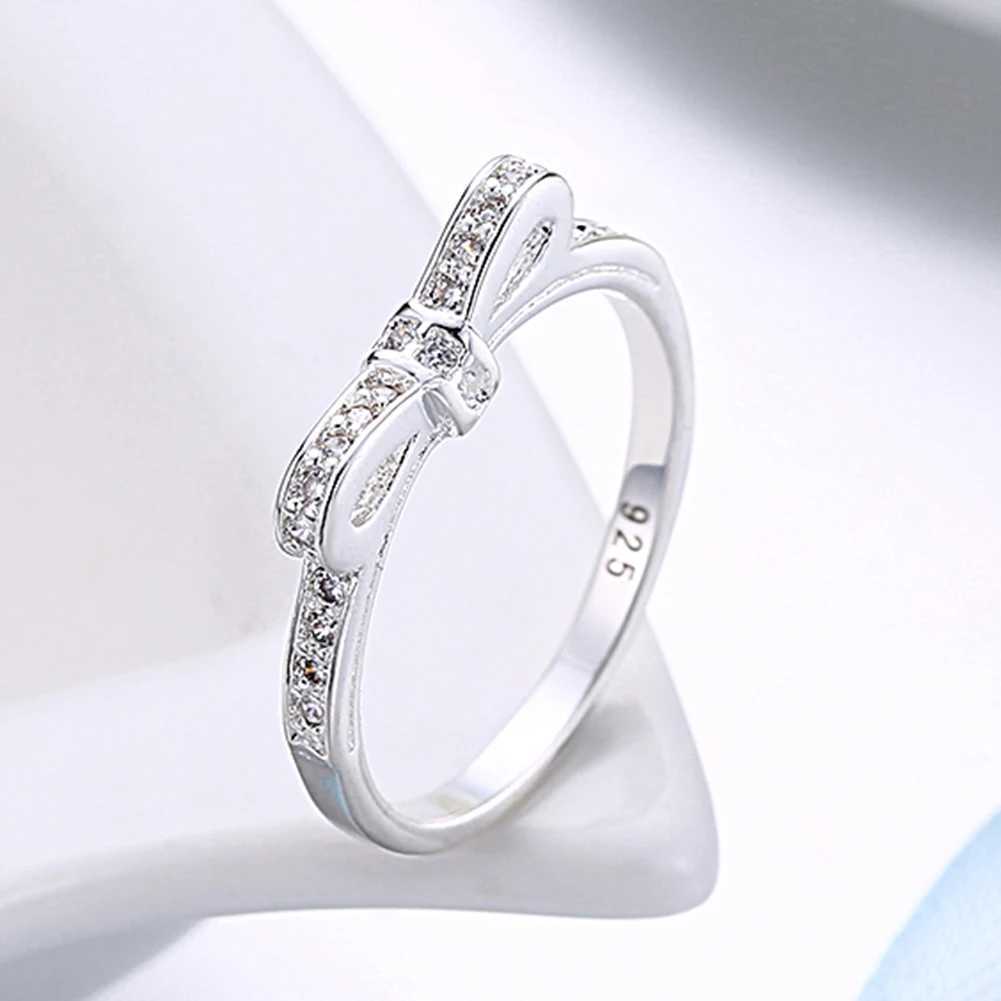 New Popular Luxury 925 Sterling Silver Bowknot crystal Rings For Women size 6/7/8/9 Fashion Party Gifts can be diamond JewelryXJ250514