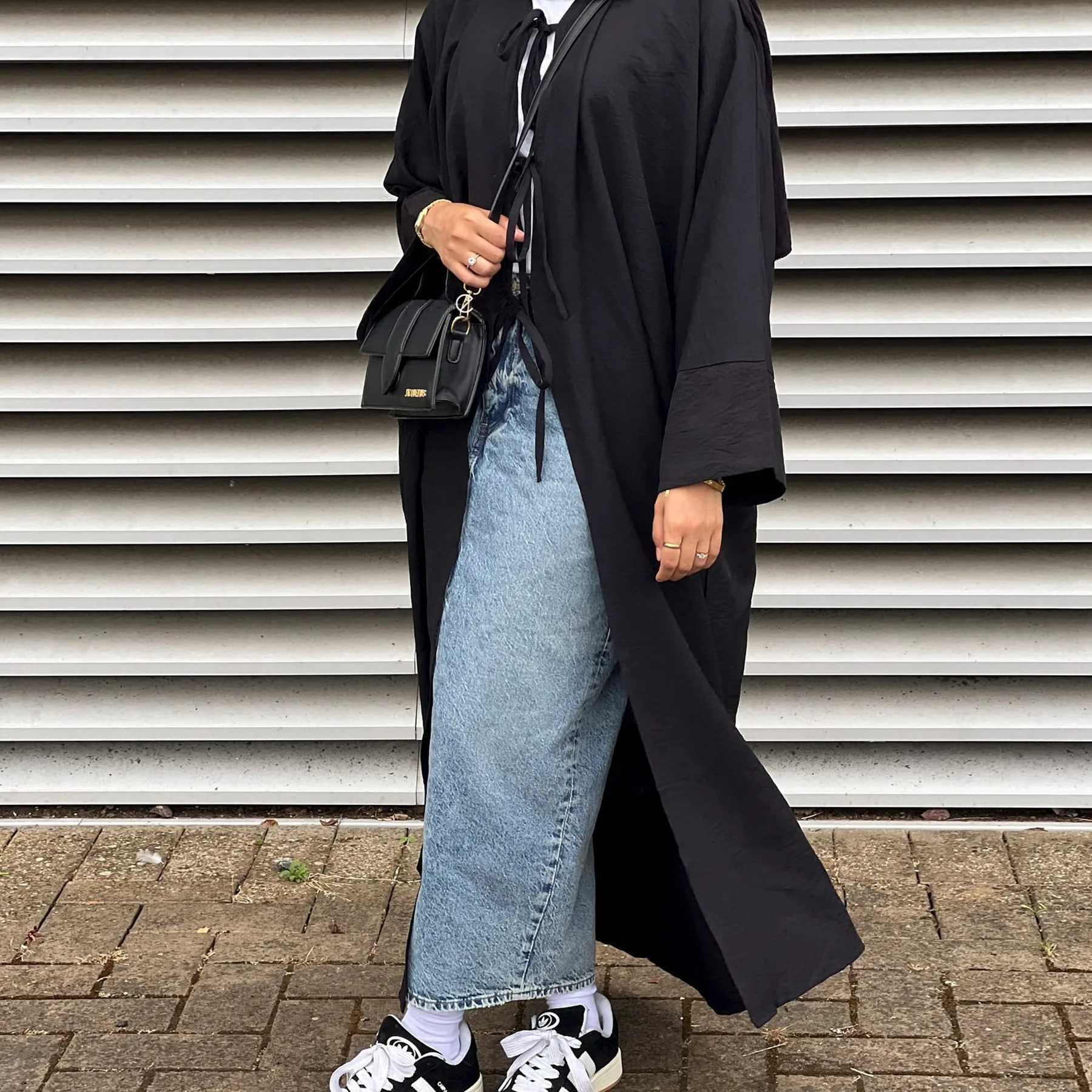Dubai Open Kimono Abaya Cardigan for Muslim Women Dress Eid Djellaba Islam Clothing Arabic Robe Ka Jalabiya Musulmane Femme X250514