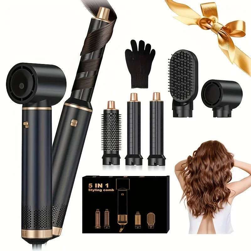 5-in-1 Hair Styling Brush, 800W Detachable Hot Air Curler with Negative Ion Technology, 220V British Plug Kipozi hair curler