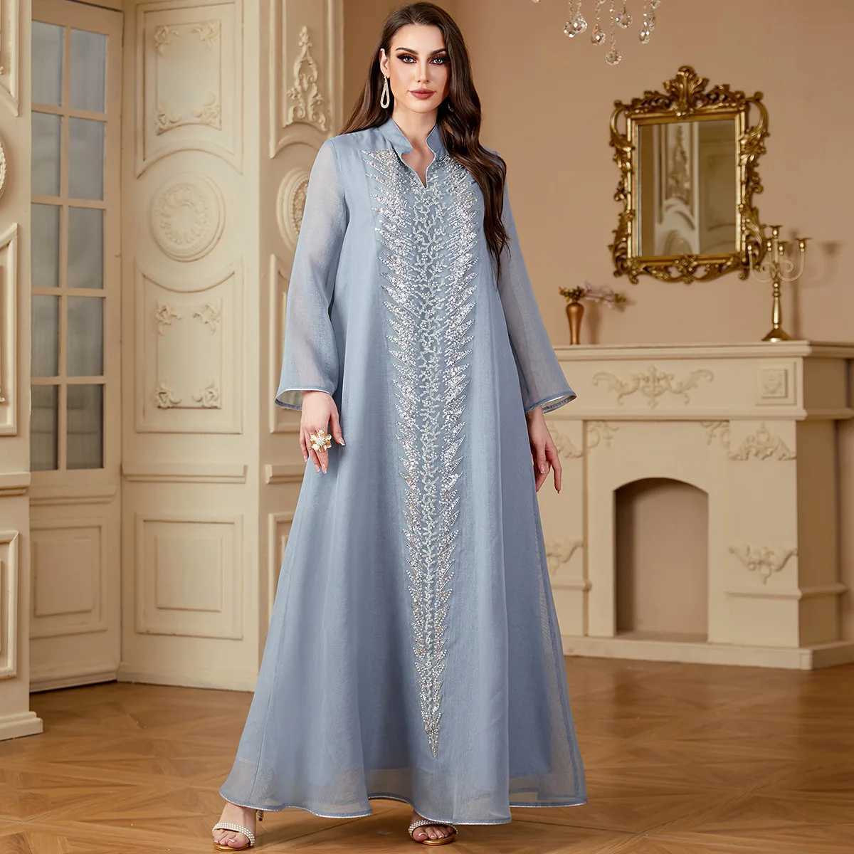 Ramadan Beads Vestidos Muslim Abaya Women Dress Arabic Jalabiya Morocco Dubai Abayas Kaftan Islam Eid Embroidery Party Long Robe X250514