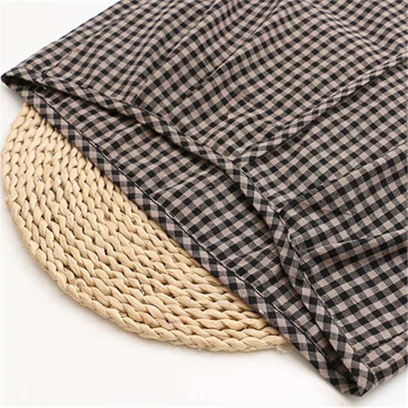 Women Plus Size Fall And Spring Clothing Trendy Round Collar Shirt Long Sleeves Checkered Pattern Widen and Fatten Large