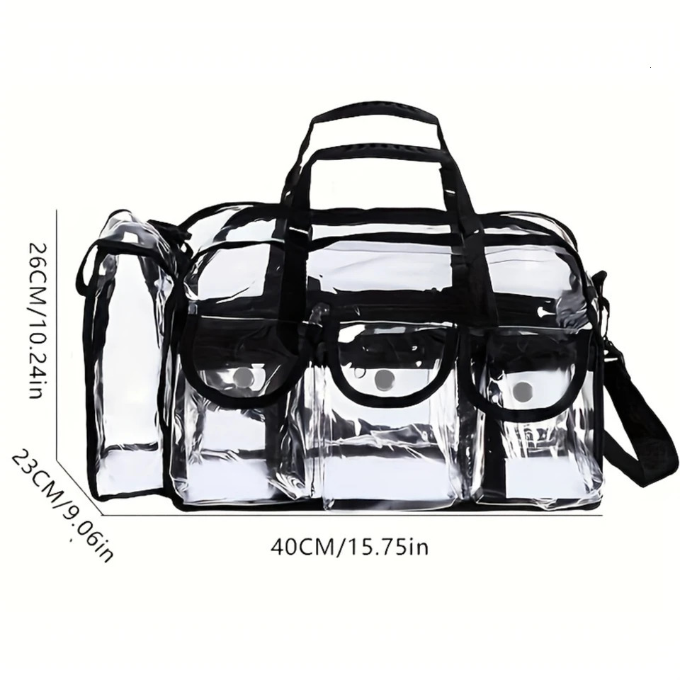Extra Large Clear Beauty Bag Adjustable Shoulder Strap Waterproof Zipper Multiple Pockets The Ultimate Travel Organizer fo 250514