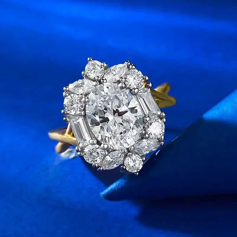 14K Gold Vintage Lab Diamond Ring 100% Real 925 Sterling Silver Party Wedding Band Rings for Women Engagement Jewelry GiftXJ250514