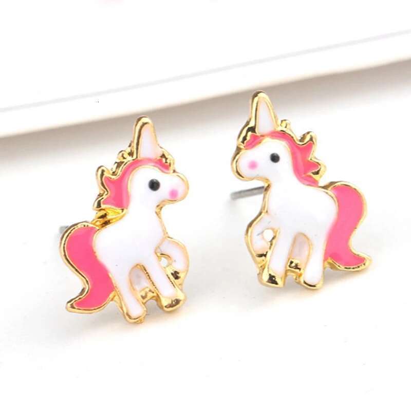 Cute Children Adult Pony Earring And Set Cartoon Unicorn Necklace Earrings Pink Girls Xmas Jewelry Gift