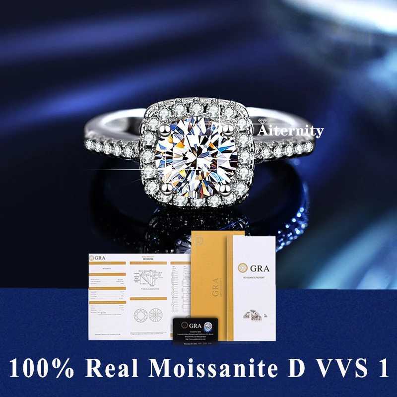 100% Real Moissanite Ring Adjustable Size S925 Sliver D VVS1 Pass Diamond Test Pen GRA Certificate 18K Plating Rings for WomenXJ250514