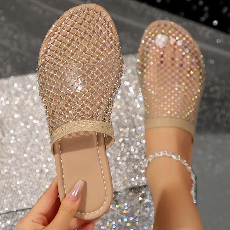 Summer New Round Head Slippers Water Dia Flat Home Anti-skid Sandals Slides Women atos De Mujer