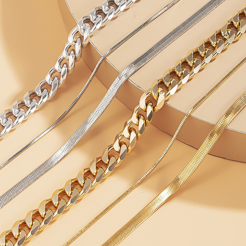Jewelry Fashion Flat Snake Layered Overlay Versatile Personality Fried Dough Twists Chain Popular Necklace