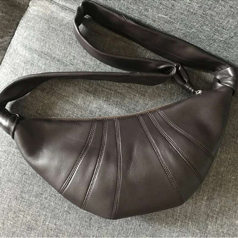 2025 Niche Design Leather Thread Shoulder Deluxe Croissant Shaped Crossbody Soft High Quality Business Hobo Bag