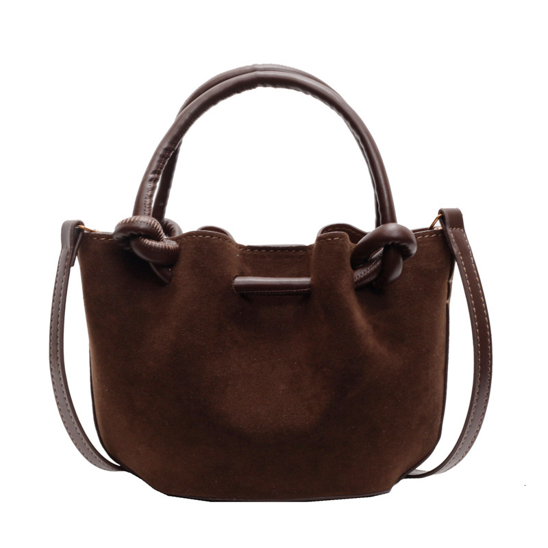 Advanced suede handbag, vegetable basket, water bucket new niche mother and child bag, western-style single shoulder crossbody pleated bag