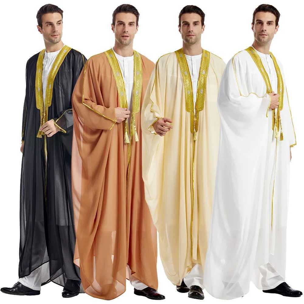 Men Muslim Embroidery Open Abaya Jubba Thobe Cardigan Dress Kimono Turkey Dubai Saudi Kaftan Islam Clothing Prayer Caftan Abayas X250514