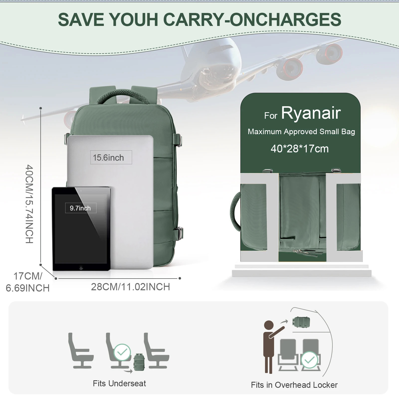 Ryanair Backpack 40x20x25 Cabin Bag Travel for Men Women Hand Luggage Leisure Laptop backpack cabin travel 250514