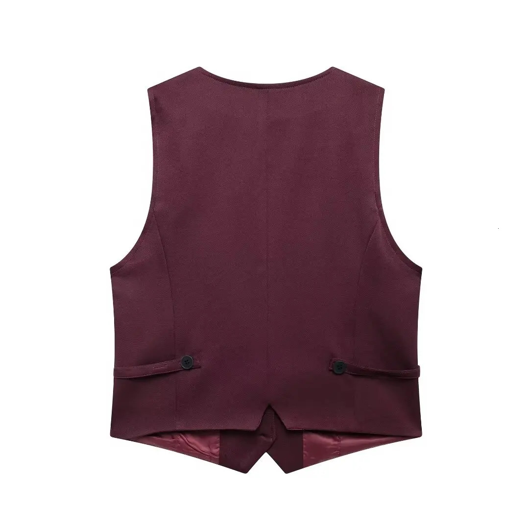 DUOPERI Womens Fashion Solid Single Chest Vest Vneck Sleeveless Jacket 250506