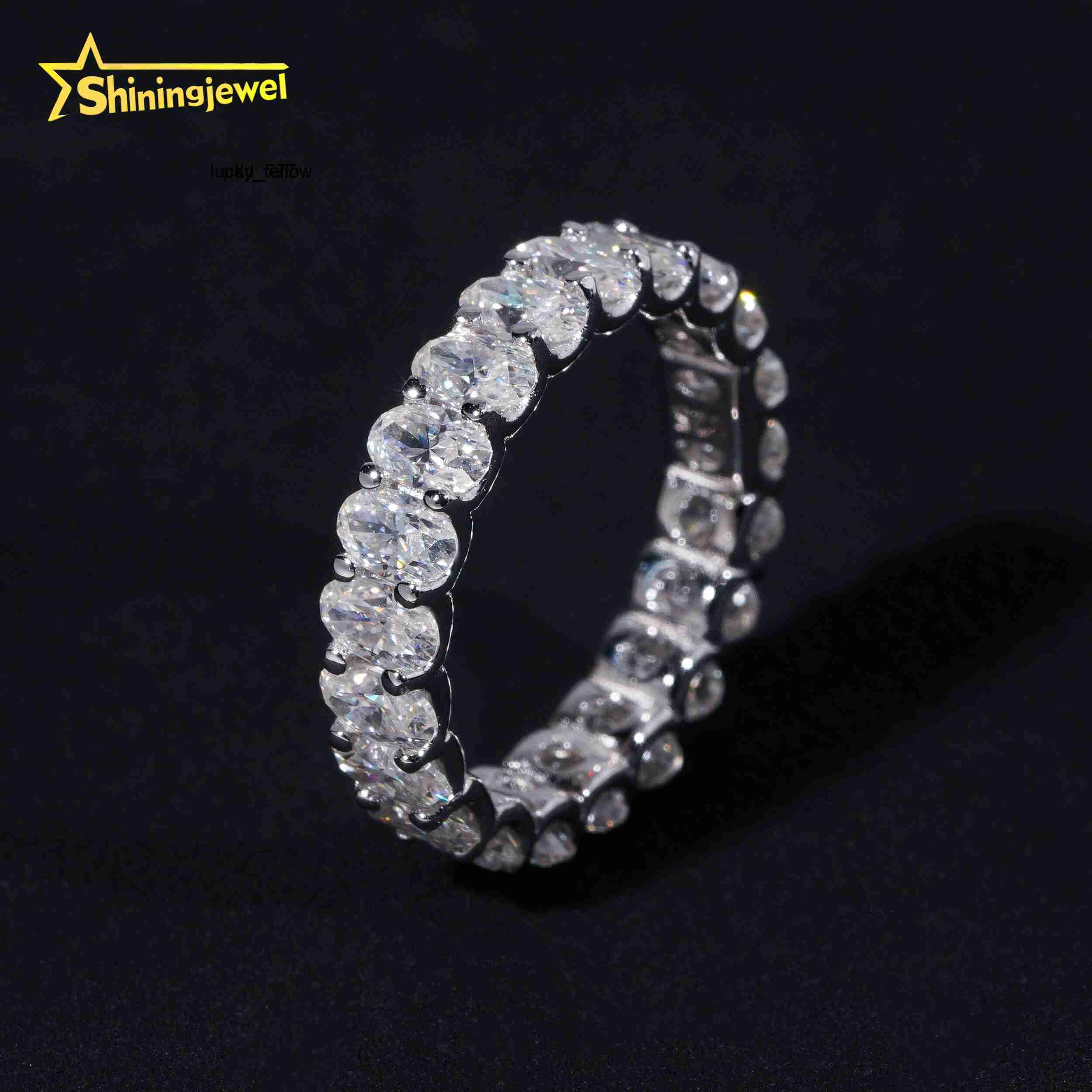 Band Oval Cut Wedding Ring 3*5mm Moissanite VVS Pass Diamond Test 925 Sliver Gold Plated Engagement Rings Fast Shipping