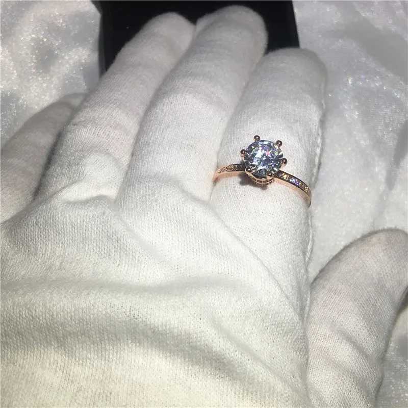 18K Rose Gold Lab Diamond Ring Wedding Band Rings for Women Engagement Promise Party Jewelry GiftXJ250514