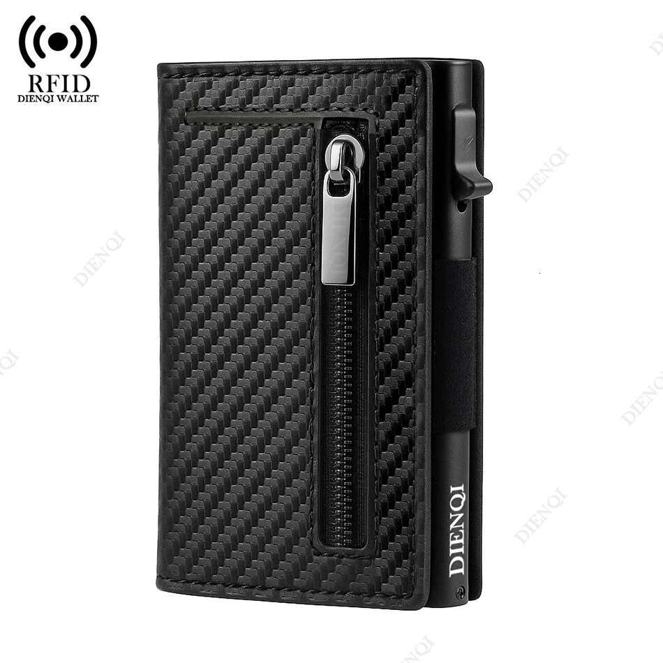 Carbon Fiber Rfid Credit Card Holder Men Money Bag Brand Minimalistic Slim Thin Wallet Black Clutch Purse Male