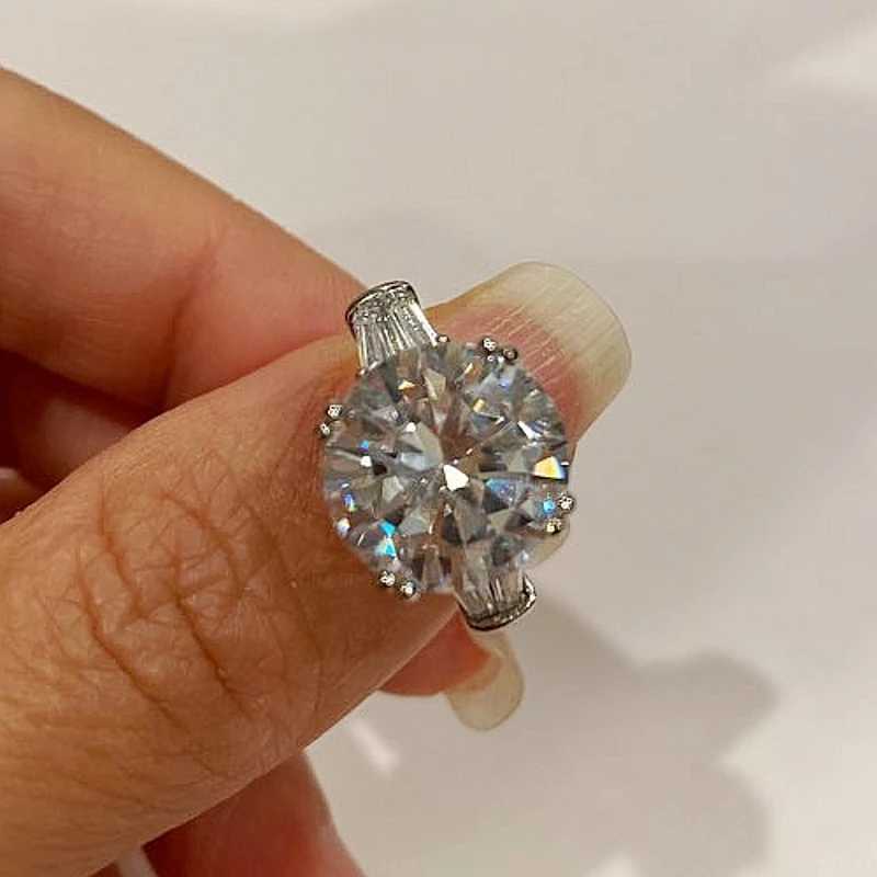 Solitaire 4ct Lab Diamond cz Ring 925 sterling silver Promise Engagement Wedding band rings for women men Fine Party JewelryXJ250514