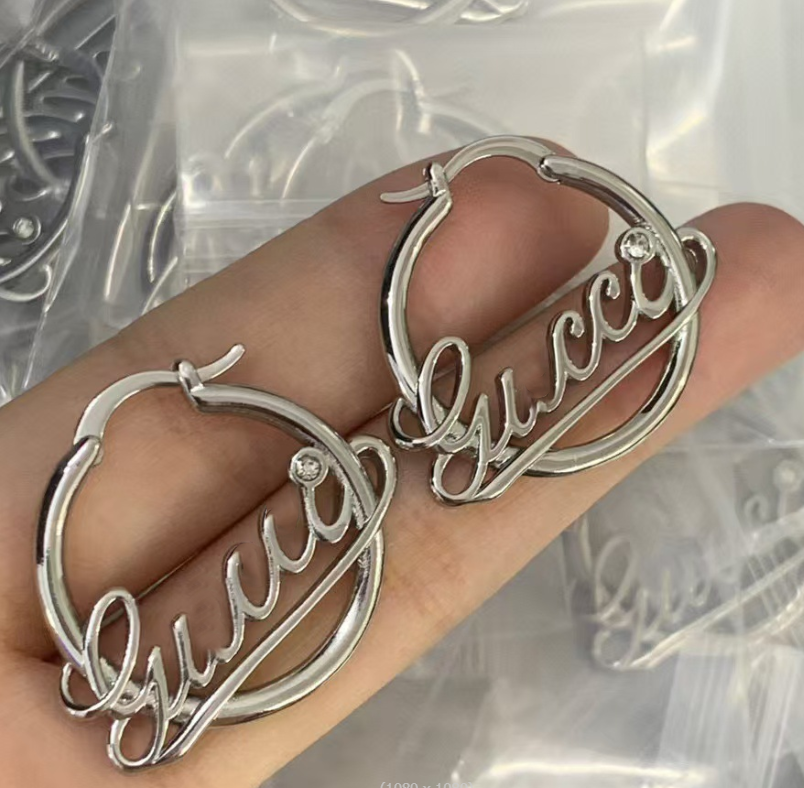 Luxury Flowers Designer 18K Gold Plated Double Letters Earring Woman High Quality Crystal Rhinestone Party Gift