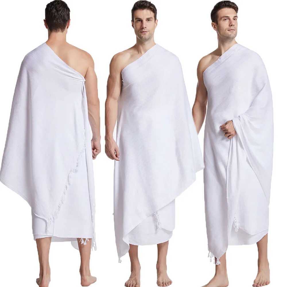2 Pieces Ihram Pilgrimage Towel for Muslim Arab Mecca Hajj Clothes Men Islamic Ramadan Prayer Worship Costumes Shawl Jubba Thobe X250514