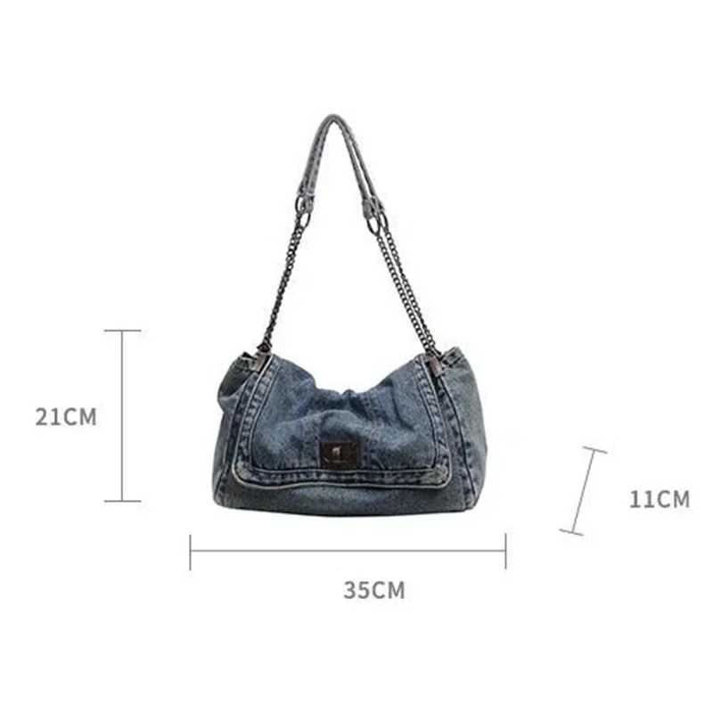 Solid color denim canvas shoder bag Mti functial fiable shoder bag Minimalist Casual Bag handbag Z250514