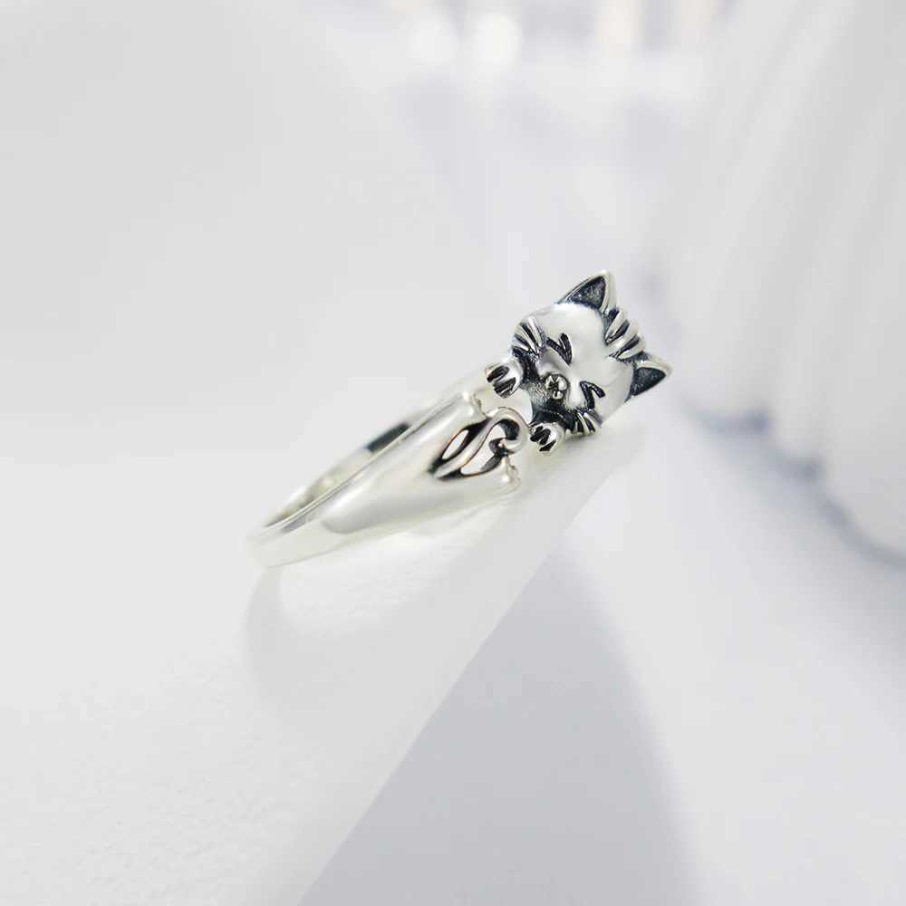Brand New Adjustable Original S925 Sterling Silver Ring Fine Jewelry Fashion Romantic Gift Couple Cute Animal RingXJ250514