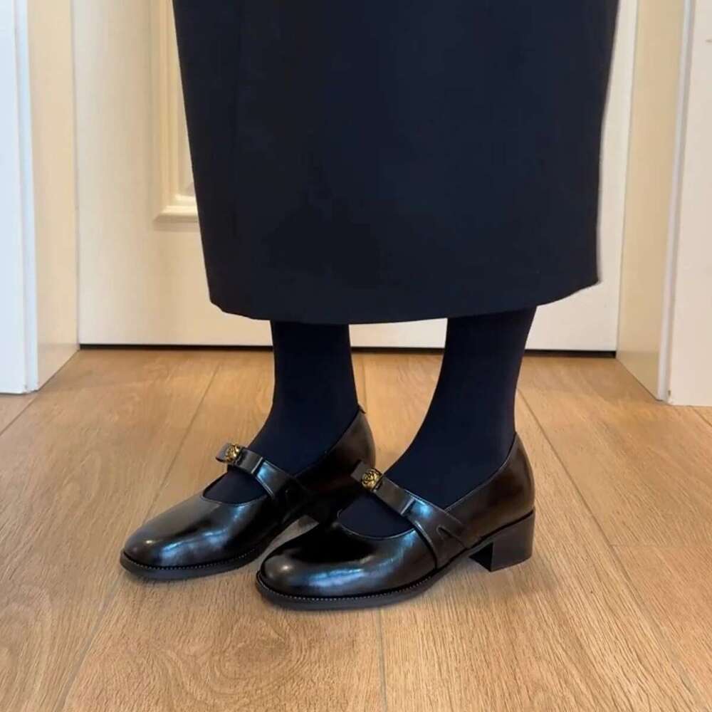 Ballet Flats for Women - Rivet Design Buckle Strap Soft Leather Light and Comfortable 2025 Autumn Collection Ladies Footwear