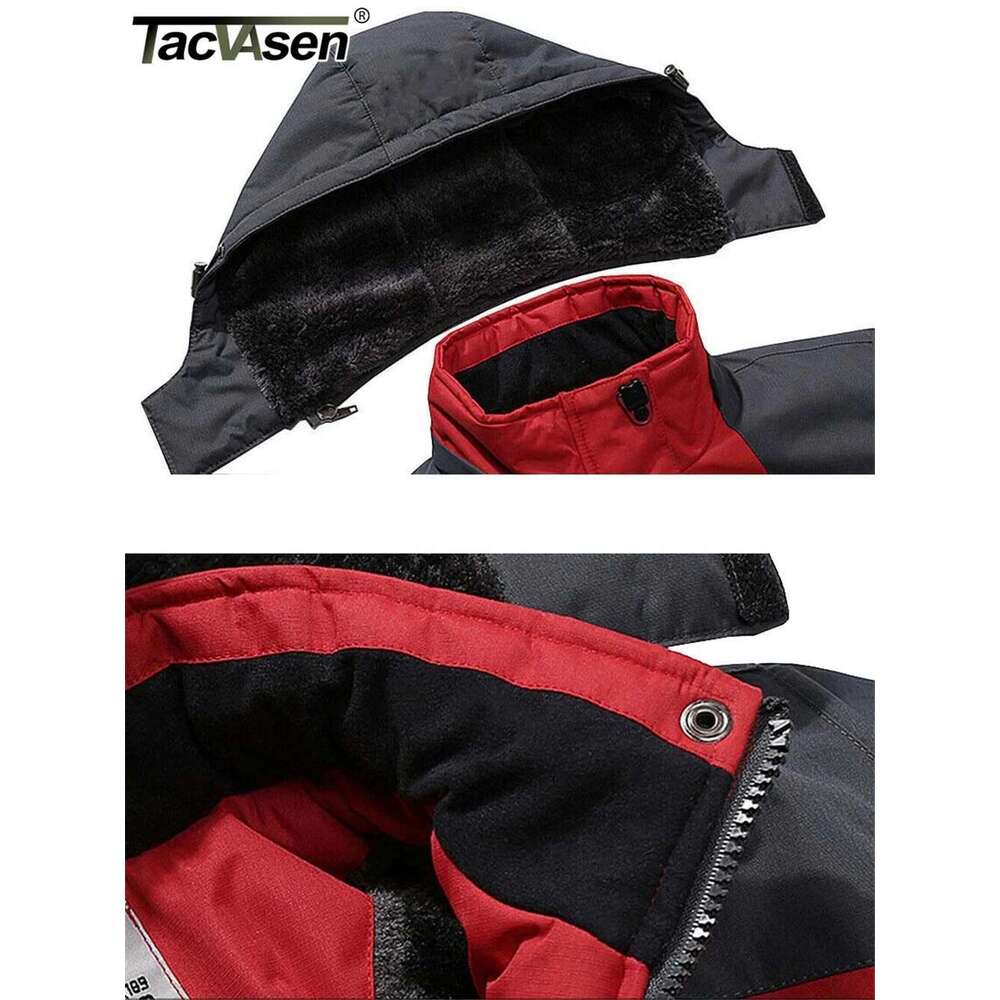 TACVASEN Fleece Lining Mountain Mens Hiking Jackets Outdoor Removable Hooded Coats Ski Snowboard Parka Winter Outwear Designer